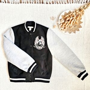 H&M Varsity Jacket With Vive Les Femmes Patch Size 2